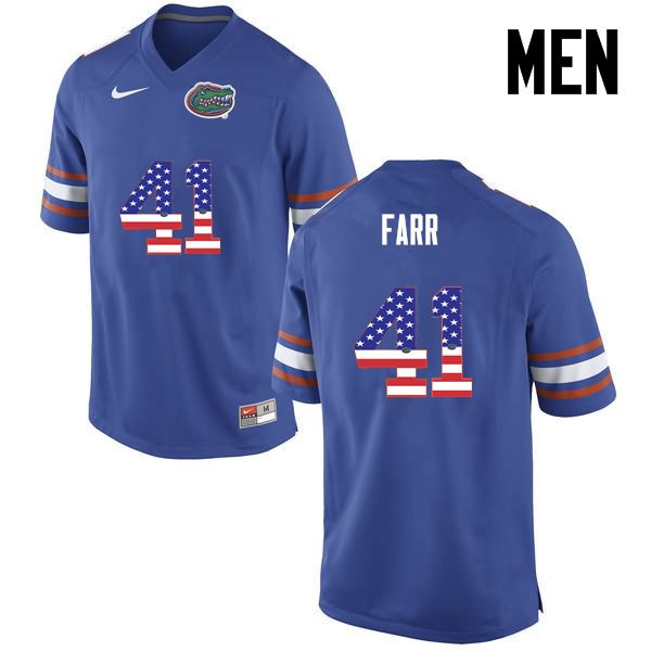 NCAA Florida Gators Ryan Farr Men's #41 USA Flag Fashion Nike Blue Stitched Authentic College Football Jersey ENG6464TS